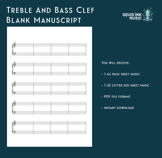 Blank manuscript Treble and Bass clef